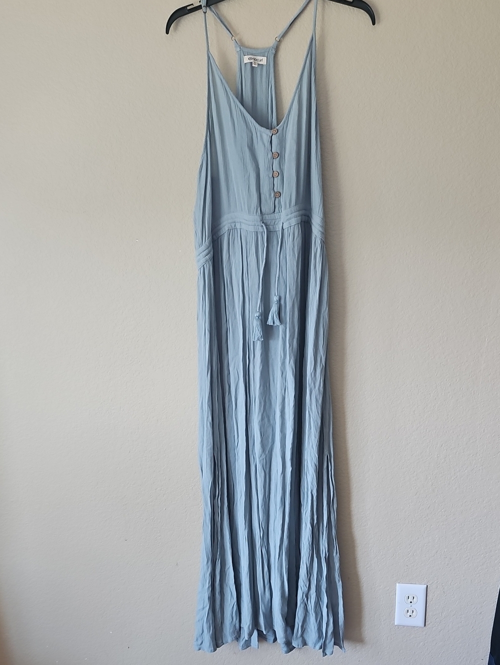 Rip Curl XL Light Blue Maxi Sundress with Tassel Tie